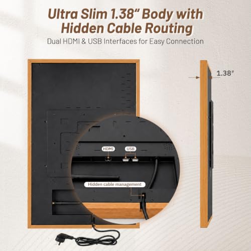 Image of 32 inch Digital Signage Display with Solid Wood Frame|700 Nits Slim Menu Board|GMS Remote Management & Plug-Play|Digital Art Frame for Restaurants, Galleries & Luxury Homes