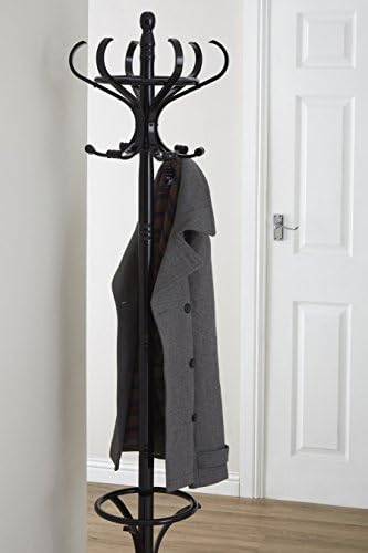 Premier Housewares 12 Hook Coat Stands Wooden Coat Stand Coat Hooks Coat Hangers Coat Rack Stand Coat Stands For Hallway In Black Wooden 184 x 48 x 48