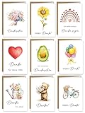 GluckGeschenk 10x Karte Danke Karte, Dankeskarten mit Umschlag, Hochwertig Dankeskarten Hochzeit, Abschiedskarte Kollegin Danke karten Lehrerin, Dankeschön Geschenke konfirmation Kommunion Taufe