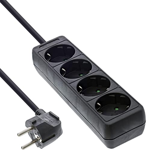 Inline® Steckdosenleiste, 4-Fach Schutzkontakt 3m, schwarz