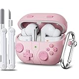Wowwat Classic Game Case for Samsung Galaxy Buds 3 / Galaxy Buds 3 Pro, Soft Silicone Gaming Case with 3D Buttons, Cleaner Kit - Pink