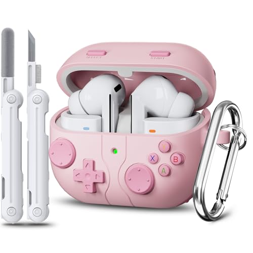 Image of Game Case for Samsung Galaxy Buds 3 FE(2025) & Galaxy Buds 3 Pro Case(2024),Silicone Classic Game Player Design with 3D Button Case Cover for Buds Pro 3 for Men with Cleaner Kit-Pink