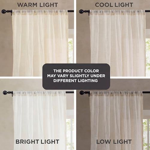 French Connection - Charter Crushed, Window Curtain, Set of 2 Panels, Semi Sheer, Modern Home Decor, Drapes for Living Room, Dining Room, Bedroom, Dorm, Measures 50" x 63", Natural by French Connection - Image 8