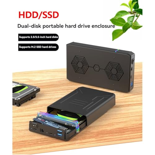 Carcasa de Disco Duro Dual USB 3.0 para HDD de 2.5 y 3.5 Pulgadas y SSD M.2 NVME con Enchufe EU 7
