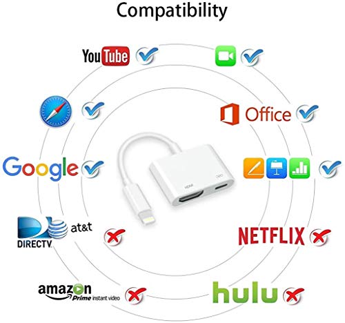 iPhone to HDMI,Lighting Digital AV Adapter,1080P HDMI Video AV Cable, HDMI Sync Screen Converter Conversion Compatible with iPhone 11/11 Pro/XS/XR/X/8 7,iPad and iPod, Support iOS 12/13（White） - Thumbnail 2