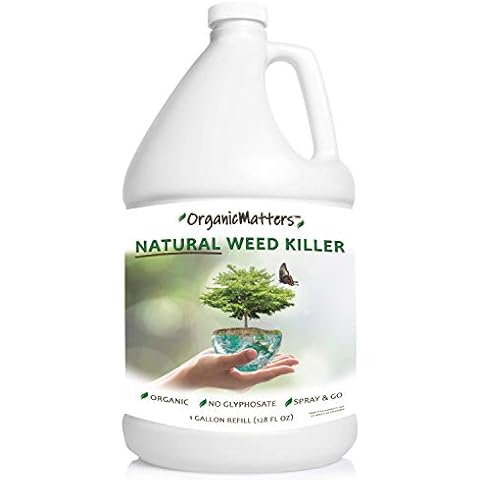 OrganicMatters Natural Weed Killer Spray, Contains No Glyphosate, People, Pets and Planet, Results in Less Than 24-Hours (128 oz Gallon Refill) Cover