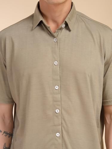 Image of Thomas Scott Men's | Relaxed Fit | Solid | 100% Polyester | Co-Ord Set With Short Sleeves & Spread Collar