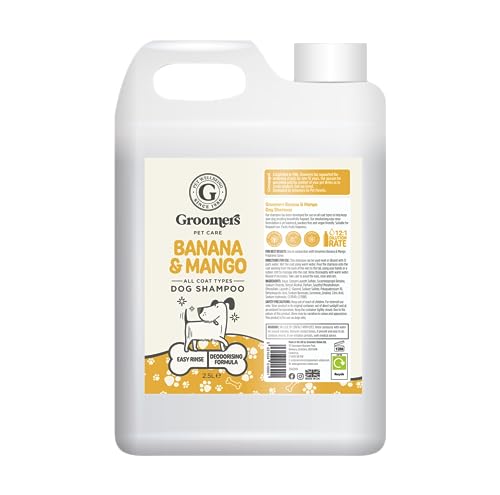 Groomers Professional Dog Shampoo Banana and Mango 2.5L, pH Balanced and Paraben-Free, Quick Wash & Easy Rinse
