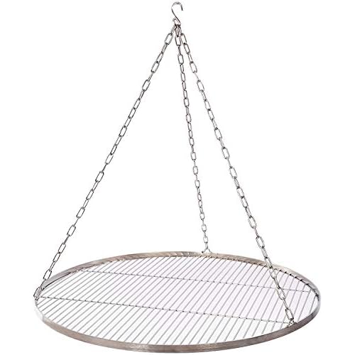 60 cm Grillrost Edelstahl für Schwenkgrill 3 Bein BBQ Grill Rost mit Kette 14 mm Stababstand