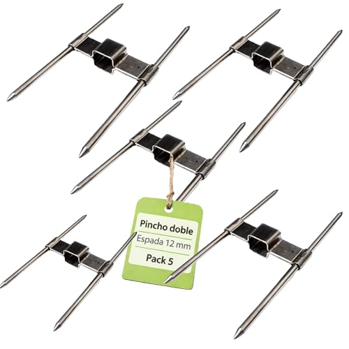 CubetasGastronorm ® Pincho Doble Asador Pollos 97AP10004 Pack 5 Repuesto Espada 12mm Acero Inoxidable Para Barra 12 mm Compatible con Eurast Compatible con MCM Profesional Hosteleria Recambio Inox