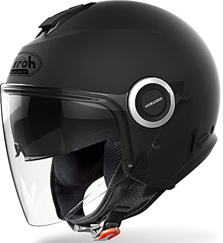 Casque jet AIROH Helios HE11 avec écran solaire intégré noir mat MS