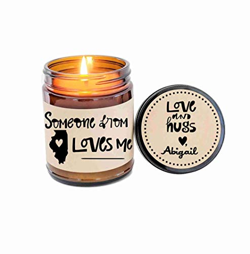 Someone from Illinois Loves Me Long Distance Friendship Gift Moving Gift LDR Gift Someone In Illinois Loves Me Heart in Illinois Map Gift