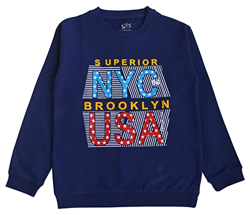 X2O Unisex Child Cottonblend Round Neck Sweatshirt (Swt_Fs_A007_26_P1_Light Blue_7 Years-8 Years)