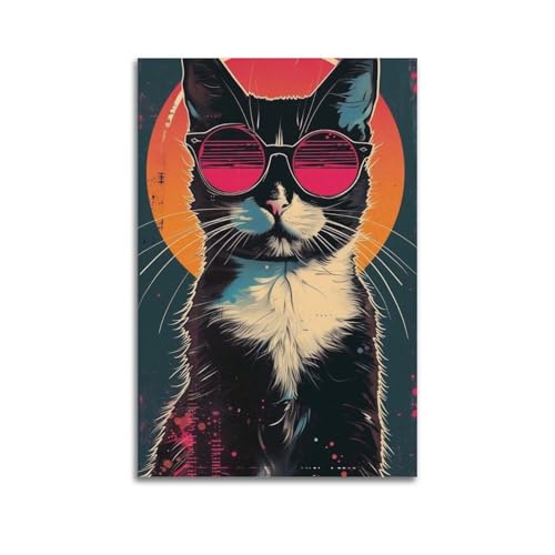 Impression sur toile vintage de haute qualité - Grand poster chat