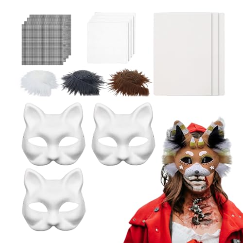 Kit de cubierta facial de Halloween, kit de manualidades de pintura de gato de Halloween, accesorios de cosplay para mujeres, hombres, adultos, Navidad, niños, amantes de las mascotas, entusiastas de