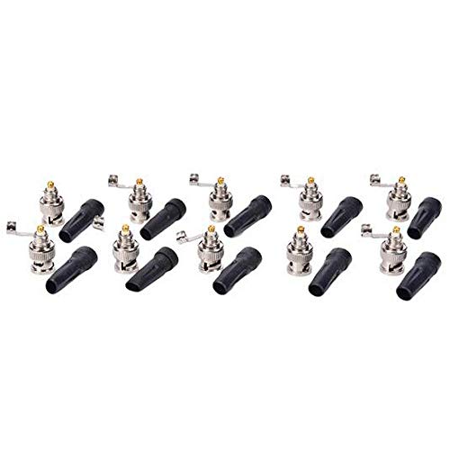 BW® RG59   Conector macho BNC de ángulo recto sin soldadura, 10 unidades, para cámaras de circuito cerrado de televisión