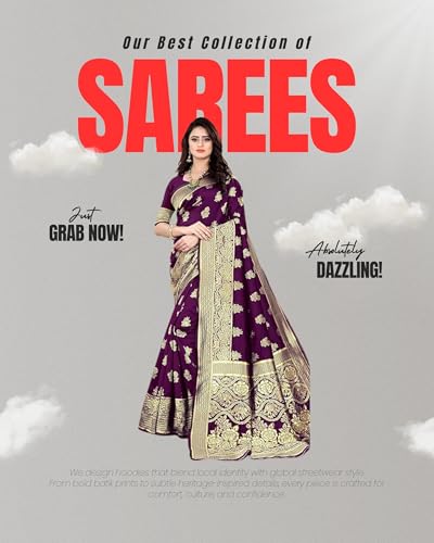 Image of Women's Kanjivaram Ptinted Soft Silk Banarasi Saree With Unstitched Matching Bloue Piece | Saree for Women