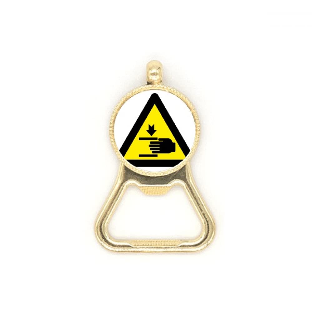 Porte-clés acier inoxydable jaune et noir pendentif de signalisation