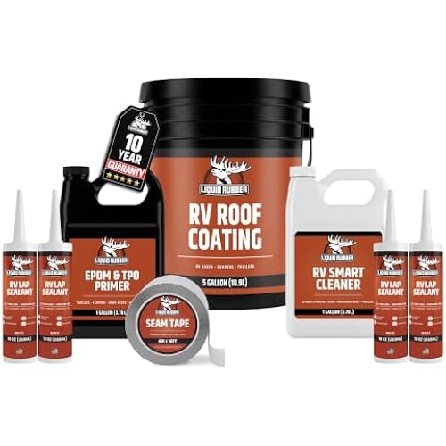 Liquid Rubber RV Roof Coating - Camper & Trailer, 30 Ft Leak Repair Kit