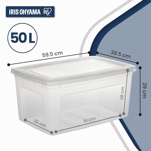 Iris Ohyama, Mehrzweck-Aufbewahrungsbox, 50L, 3er-Set, einfaches Verschließen, stapelbar, aus transparentem Kunststoff, für Kleidung… – Ansicht 2