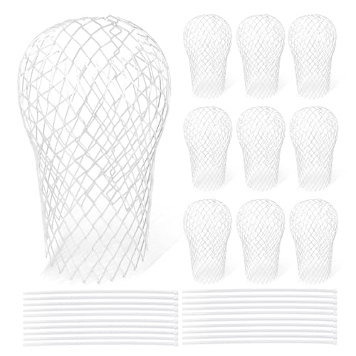 10 Pack Gutter Downsport Guards, Aluminum Alloy Downspout Guard Filter with 20 Pcs Tie Belts, Extendable Downspout Leaf Filter Strainer for Preventing Leaves Debris Rodents from Clogging