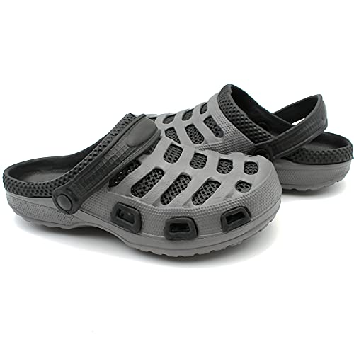 Men's Garden Clogs Shoes Slippers Sandals Two Tone Ventilated Summer Beach Casual Relax Backyard (Black, Numeric_10) #TOP1