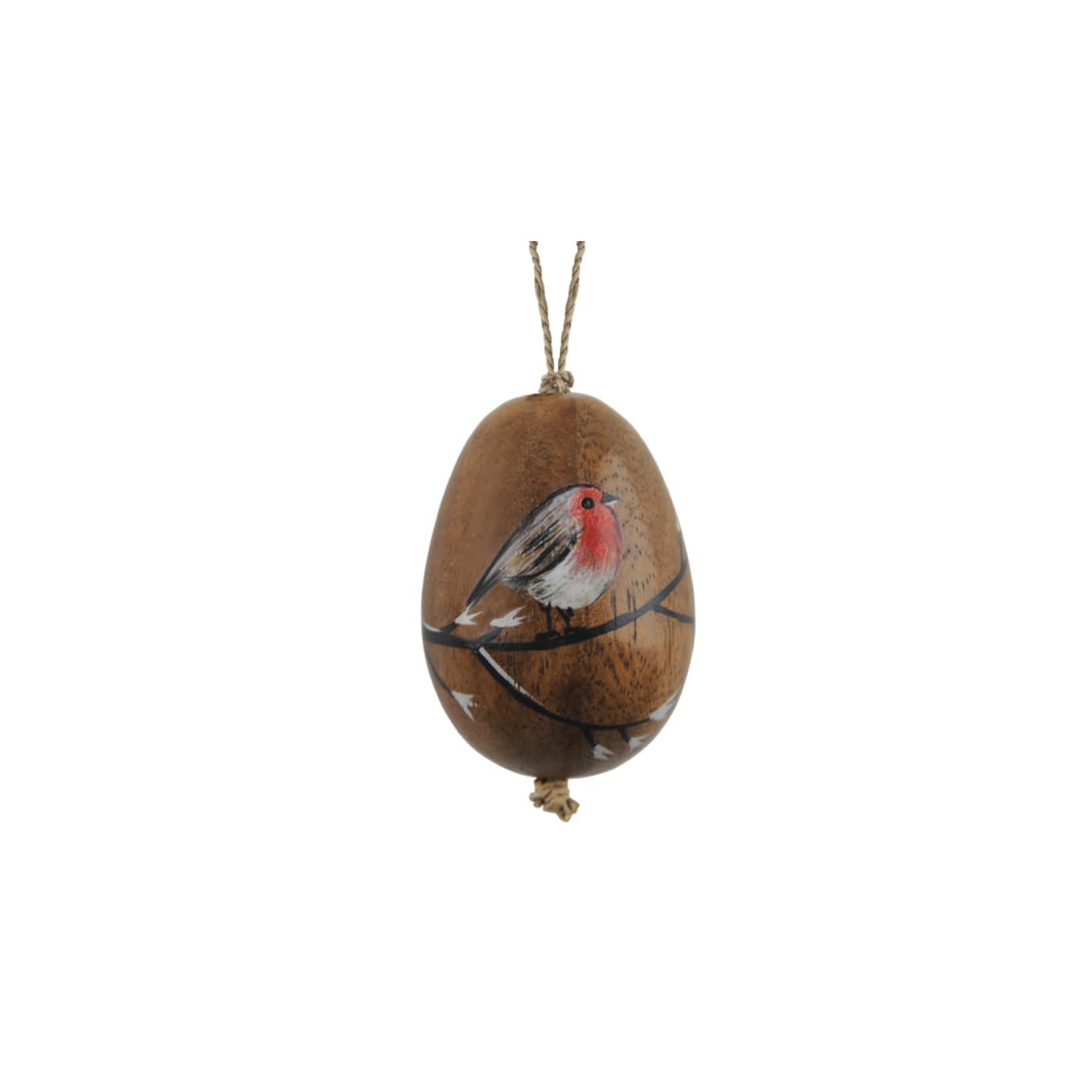 East of India Bird Painted on Egg - Robin Easter Decoraton Wooden Ornament