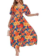 6#orange Blue Floral Print