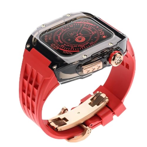 Boîtier transparent iWatch série 8 style luxe avec bracelet en caoutchouc premium