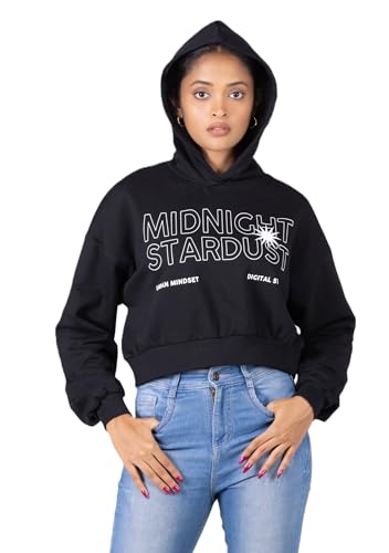 Image of Baggy Fit Hooded Sweatshirt Drop Shoulder |Printed Full Sleeve Hoodie for Women