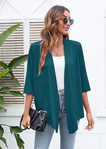 Image of Heymoments Women's Lightweight Open Front Cardigans 3 /4 Sleeve Casual Soft Drape Fall Cardigan S-2XL