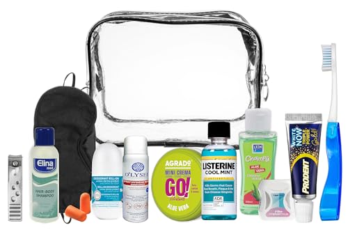 Reise-Essentials-Kit (Travel Kit), geeignet για Handgepäck im Flugzeug, Urlaub und Geschäftsreisen. Enthält zusätzliche Körperpflegeprodukte in einem praktischen Kulturbeutel für Damen und Herren.