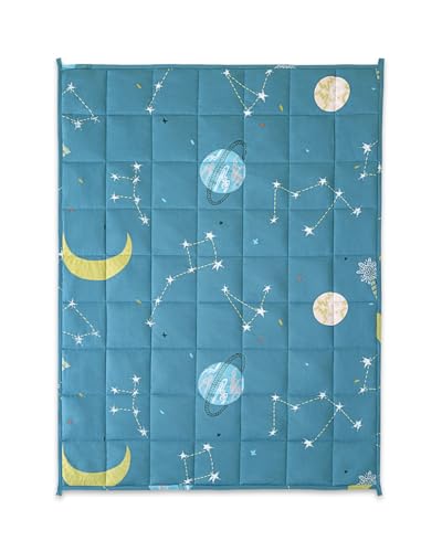 Sivio Weighted Blanket - 100% Cotton Heavy Blanket 5lbs, 36 x 48 inches, Moon and Star Pattern, Breathable Soft Throw Blanket for Calm Sleeping for Home and School Nap