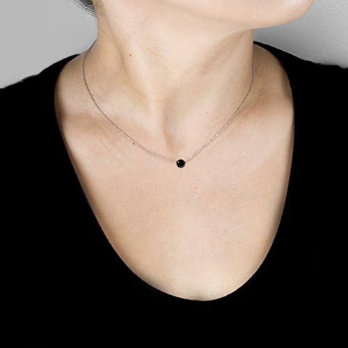Kobelli Black Diamond Solitaire 1/2 Carat Round Bezel Necklace in 14K White Gold (16" Chain)