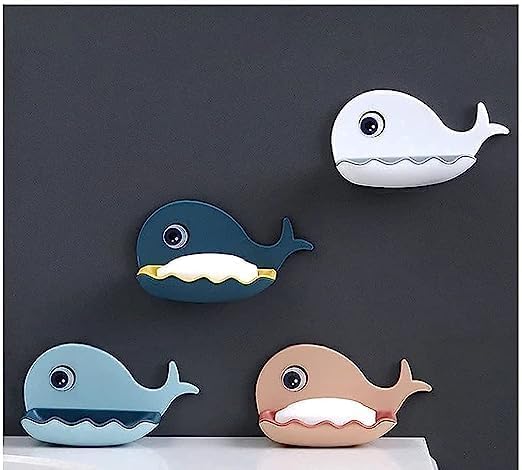 Image of Soap Stand Holder for Bathroom Kitchen Sink Magic Stickers Wall Mounted (Pack of 2 Pcs) Soap Dish Holder, Fish Design Random Color