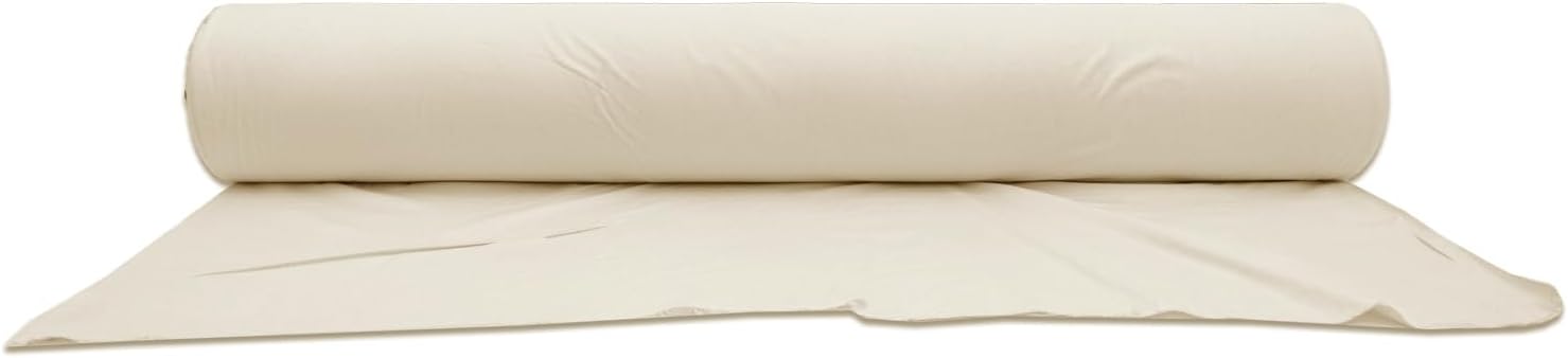 100 Yards - Organic Cotton Flannel, Unbleached Natural Ivory Color, 60 Inches Wide Roll, GOTS Certified 100% Natural Organic Cotton, Medium Weight 4.7 Ounces Per Square Yard