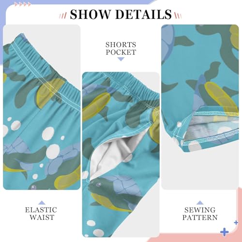 Boys' Pants Cartoon Turtles Bubbles Blue Green Long Bottoms Jogger Pants Elastic Waist Trousers with Pockets S-XL4