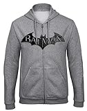 Batman Superhelden Logo Fun Grau Kapuzenpullover Hooded Sweatjacken mit Full Zip Reißverschluss -9143 - GR