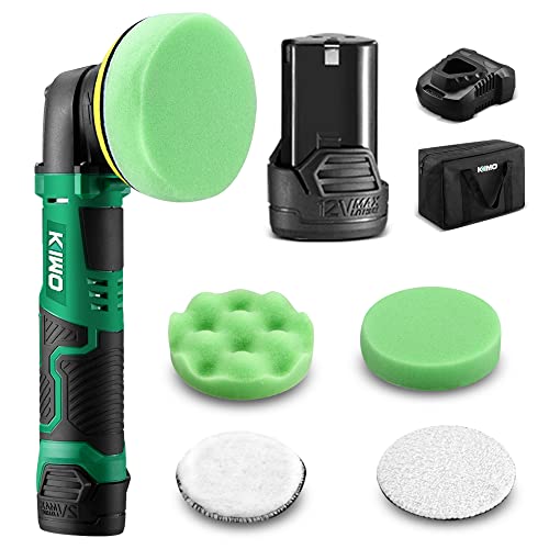 Cordless Polisher, KIMO 12V 3â€ Car Buffer Polisher Kit w/ 2.0Ah Battery&Fast Charger, Variable Speed, 4 Polishing Pads, Cordless Polisher for Car Detailing/Car Scratch Repairing/Home Appliance