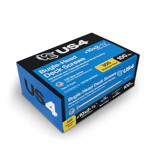US4 - #10 x 2-1/2" Stainless Steel Bugle Head Screws