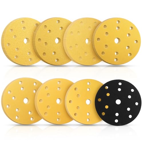56 Pièces Disque a Poncer 150mm Grain 40 60 80 120 240 320 400 15 Trous con Protection Plateau Ponceuse Disque Abrasif Poncage Papier Verre 150mm pour Ponceuse Excentrique Bois Cornière Rouillé