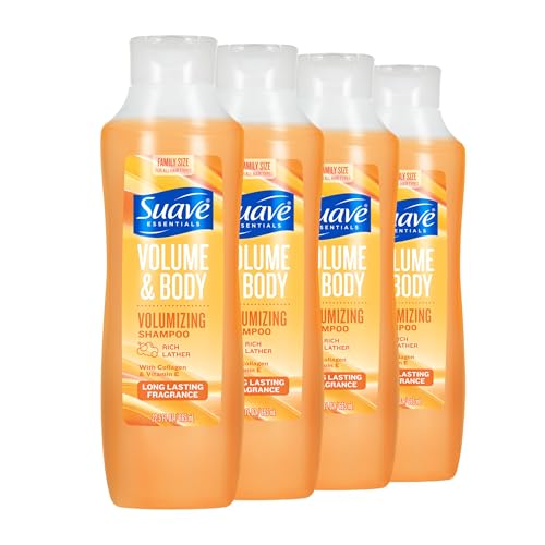Image of Suave Volume & Body Volumizing Shampoo with Collagen & Vitamin E Boosts Body & Fullness For All Hair Types, 4 Count, 22.5 fl oz