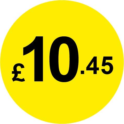 Permanent Adhesive - Black & Yellow 30mm Price Stickers/Labels from £5.45 to £17, 1000, £10.45 — image 1
