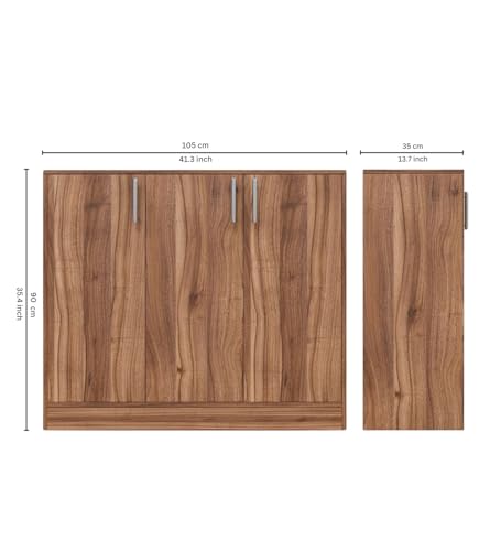 Image of Spyder Craft Buffet Cabinet with Storage - Shinx Storage Organizer with Doors and Shelves - Side Cupboard for Kitchen and Living Room Color - Wood Brown (Brown)