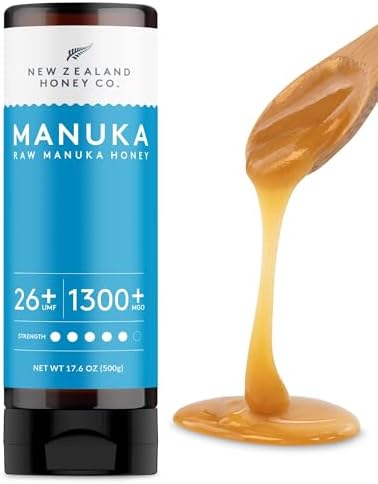 New Zealand Honey Co. Pure Manuka Honey Squeeze Bottle | Manuka Honey UMF 26+ / MGO 1300+ | 17.6oz | 1.1 lb. (500g)