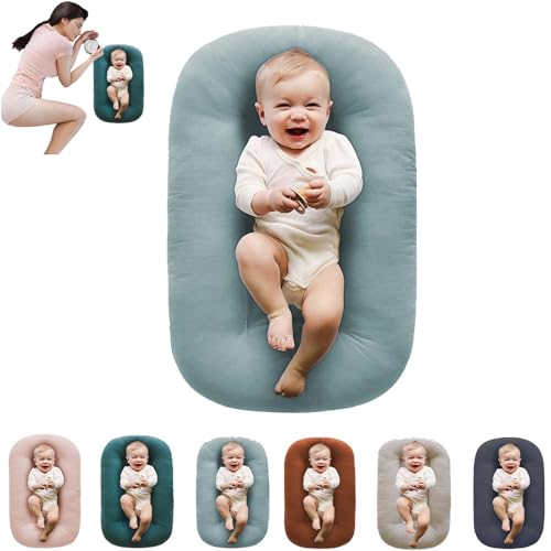 oliwex Baby Lounger,Baby Lounger for Newborn,Newborn Lounger Pillow,Baby Lounger Pillow, 0-12 Months Baby Pillow Cosleeping for Baby in Bed (Fog Blue)