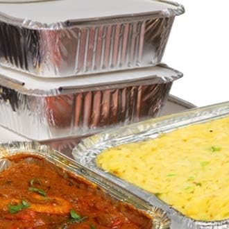 GOS - 50 x Aluminium Foil Food Containers plus 50 Lids - No2 Takeaway - Made in England - Same Day Posting if Ordered by 12 Noon Weekdays Only.