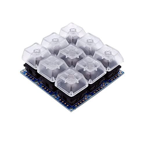 Treadax Placa PCB Prototipo de interruptor de llave con 5 pines Interruptores negros Clic con tecla R2 Compatible con teclado mecánico (9 juegos empaquetados) Cover