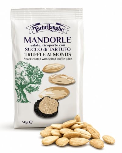 Image of TartufLanghe Truffle Almonds - Lightly Salted, Roasted Nuts Coated with Natural Black Truffle Juice, for Snacks, Topping Salads, and Appetizers - 1.76 oz