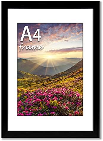 8x10 Photo Frame 4 Pack, Photo Frame for Tabletop and Wall Mounting Display, with Plexi Glass, Black 10x8 inch Picture without Mat, or 5x7 with Mat, with Horizontal and Vertical Format